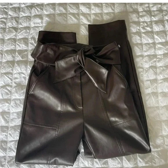 Jonathan Simkhai Tessa faux leather pants in dark mocha brown - Picture 4 of 13